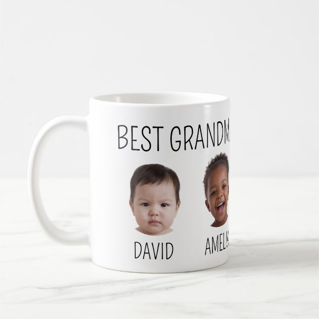 Meilleure Mamie Photo Texte Noir Mug Blanc (Gauche)