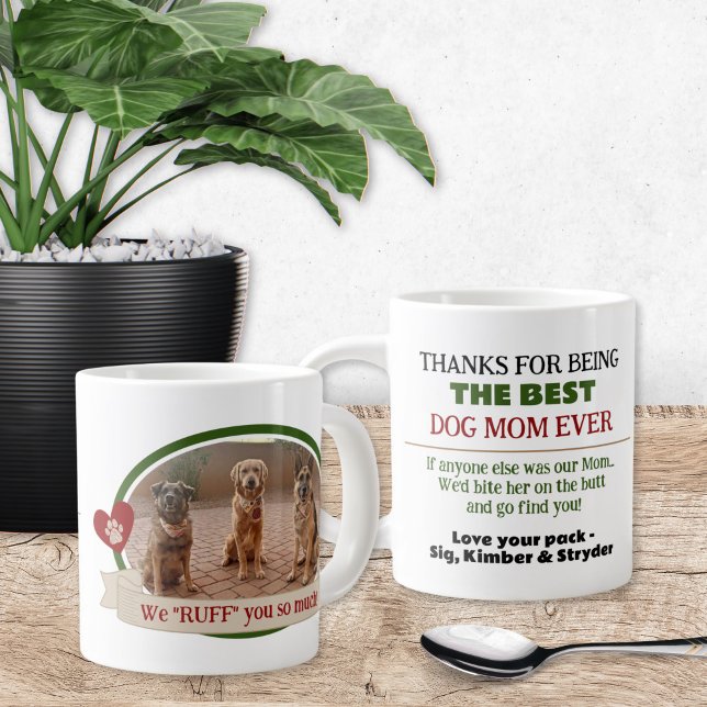 Meilleure mignonne drôle Photo Chien Maman Mug (Cute Dog Mom Mug Gift from the dogs with funny humor. Personalized coffee cup from the pets)