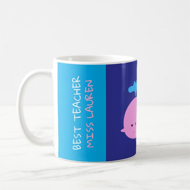 Meilleure Mug d'enseignant avec nom, mignonne boul (Gauche)