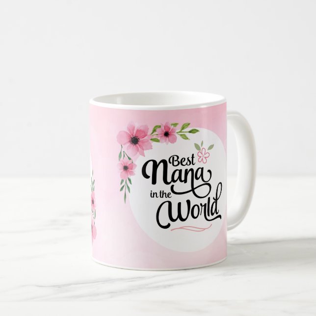 Meilleure Nana dans la tasse de fleur du monde (Devant droit)