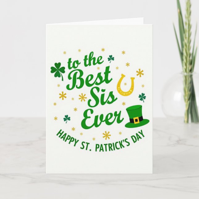 Meilleure Sœur Carte Faux Or St Patrick (Devant)