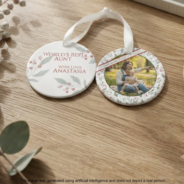 Meilleure Tante de Tous les Temps Ruban de Baie de (Best aunt winter ornament)