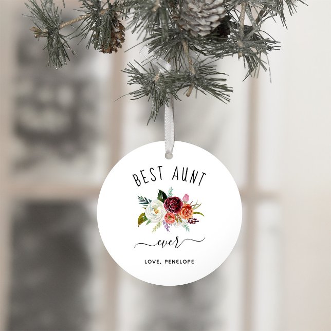Meilleure tante jamais | Photo florale tendance Bo (A sweet and simple Christmas ornament keepsake for your favorite aunt)