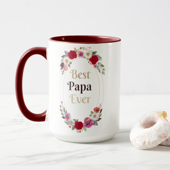 Meilleure Tasse à Café Florale Papa Ever - Cadeau  (Avec donut)