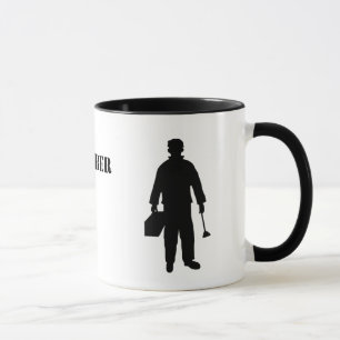 Meilleure tasse de plombier avec silhouette noire