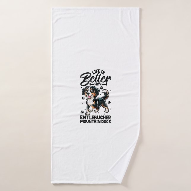 Meilleure vie avec Entlebucher Mountain Dog (Serviette de bain)