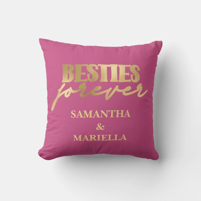 Meilleures amies Besties rose Coussin de jet (Recto)