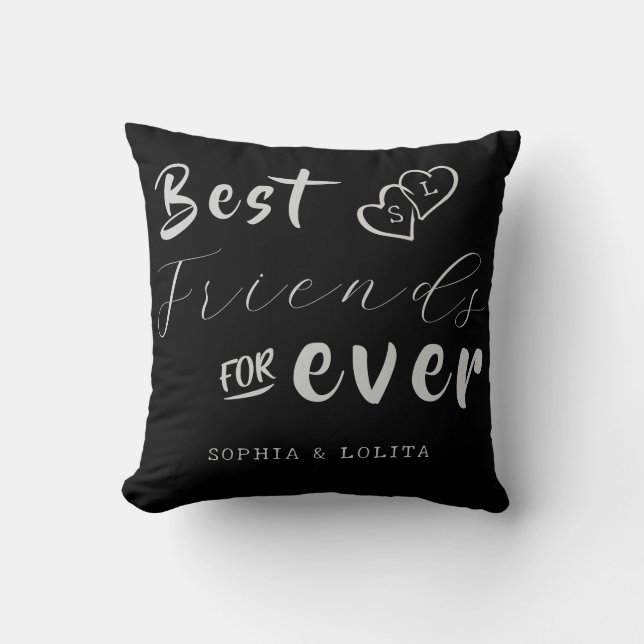 Meilleurs amis Forever Custom Black Coussin - pour (Recto)