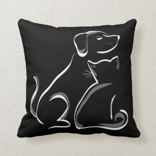 Meilleurs amis mignons élégants chat et coussin de