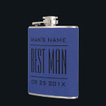 Meilleurs Cadeaux Homme - Flacon de hanche en cuir<br><div class="desc">Elégant marié. et meilleur homme cadeau de mariage modèle. Texture en cuir vintage bleu (image de cuir imprimé sur flacon).</div>