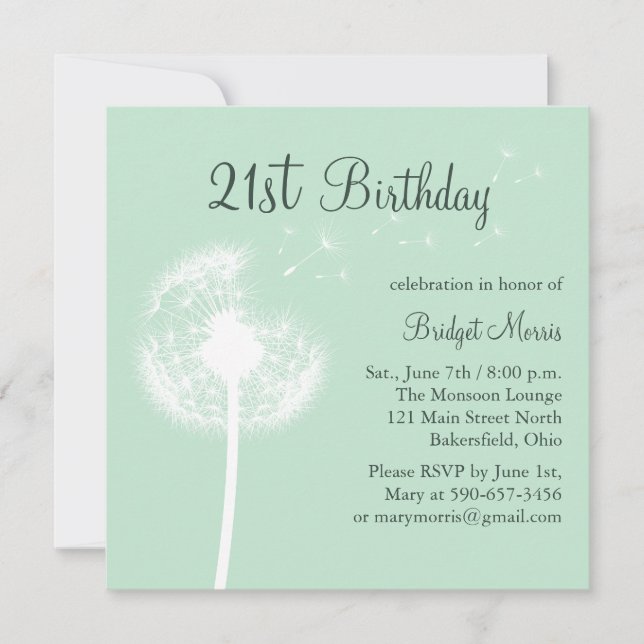 Meilleurs voeux 21ème invitation d'anniversaire en (Devant)