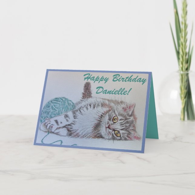 Meilleurs voeux d'Art Chat Carte d'Anniversaire Fe (Devant)