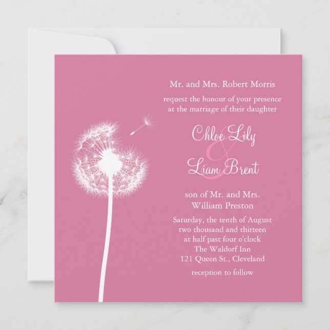 Meilleurs voeux ! Faire-part de mariage (fuchsia) (Devant)