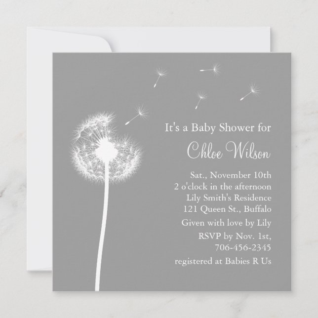Meilleurs voeux ! Invitation Baby shower (gris) (Devant)