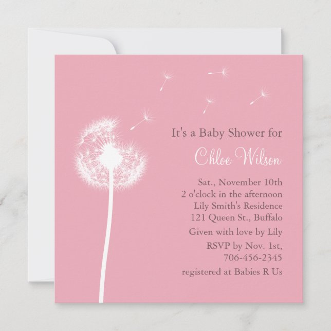 Meilleurs voeux ! Invitation Baby shower (rose) (Devant)