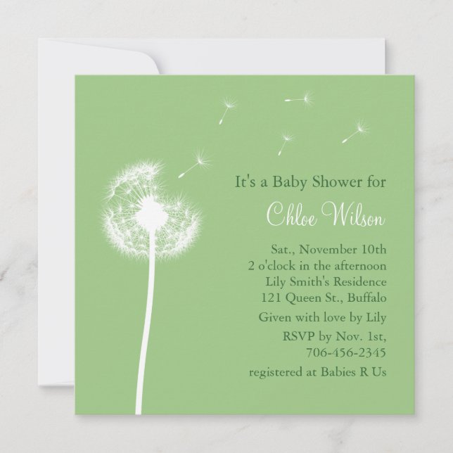 Meilleurs voeux ! Invitation Baby shower (vert) (Devant)