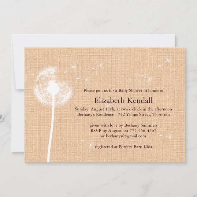 Meilleurs voeux invitation de baby shower de toile (Devant)