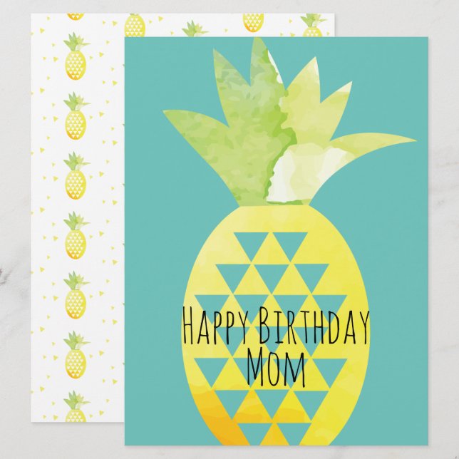 Mélange d'aquarelle d'ananas d'été Anniversaire (Devant / Derrière)