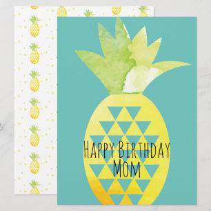 Mélange d'aquarelle d'ananas d'été Anniversaire