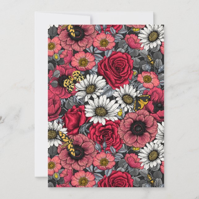 Mélange de fleurs en rouge et gris (Devant)