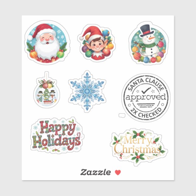 Mélange de stickers de Noël festifs (Feuille)