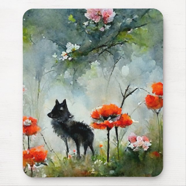 Mélange tapis de souris d'animal sauvage floral (Devant)