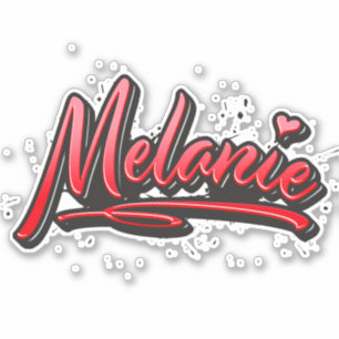 Melanie autocollant graffiti coeur rouge