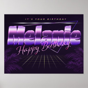 Melanie Name Vorname lila retro Poster Geburtstag