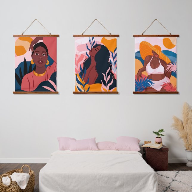 Melanin Beauté Bois Taché Tapisserie murale (Chambre à coucher)