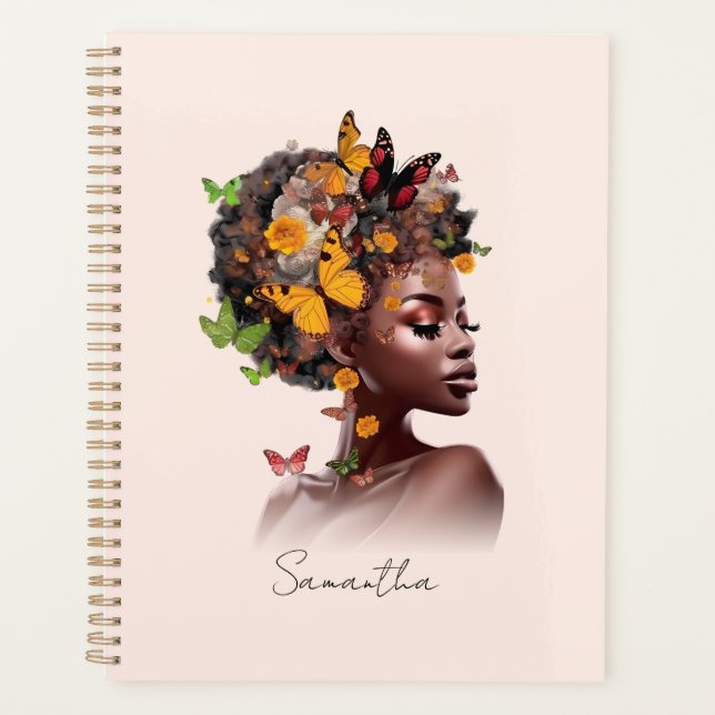 Melanin Magic : cheveux afro et papillon coloré (Devant)