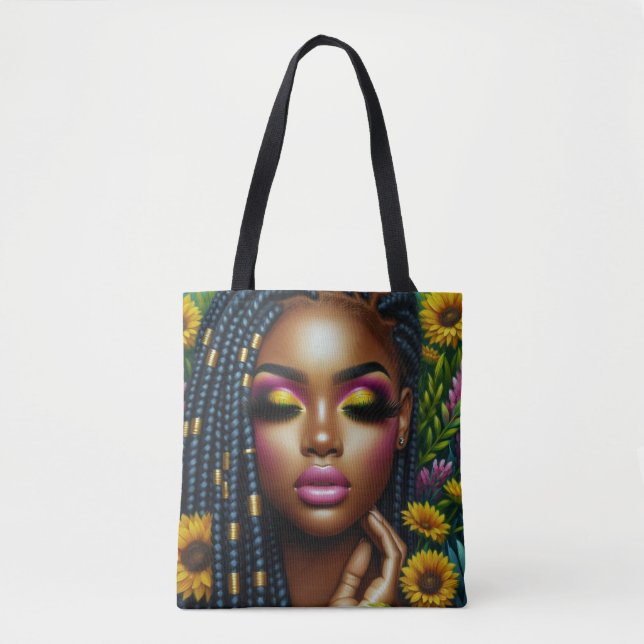Melanin Queen Floral Sac fourre-tout (Devant)