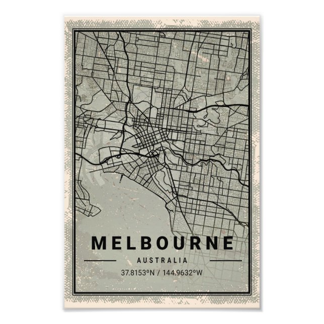Melbourne australia map print poster canvas (Devant)