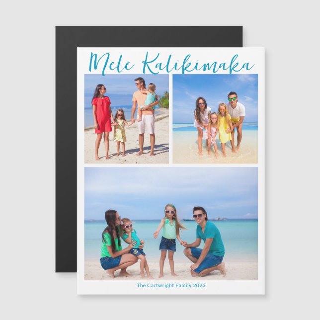 Mele Kalikimaka 3 Photo Beach Magnet de Noël (Devant / Derrière)