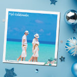 Mele Kalikimaka Beach Photo Carte magnétique de No<br><div class="desc">Une carte magnétique de Noël de plage tout simplement belle avec une photo de famille de vos vacances sur l'île tenue au coin par une jolie fleur tropicale Hibiscus dans un joli rose pêche avec des feuilles de palmiers bleu vert.</div>