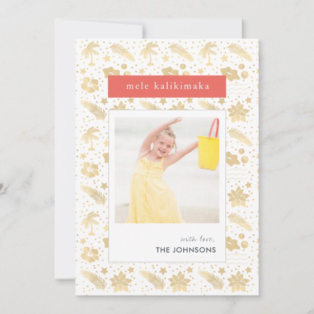 Mele Kalikimaka Hawaïen Carte photo rouge de Noël (Devant)