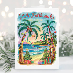Mele Kalikimaka Hawaiian Joyeuse Carte de Noël