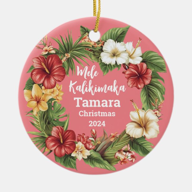 Mele Kalikimaka Ornement personnalisé hawaïen (Devant)