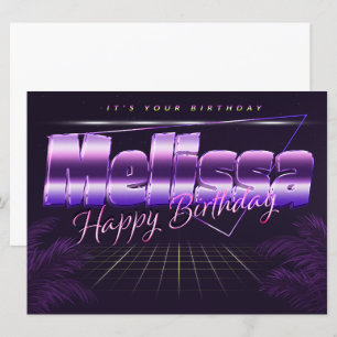Melissa Nom Prénom lila retro Carte Anniversaire