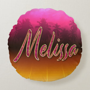 Melissa prénom nom coussin rose doré