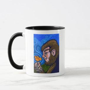 Mellow Bigfoot avec une tasse de fleurs