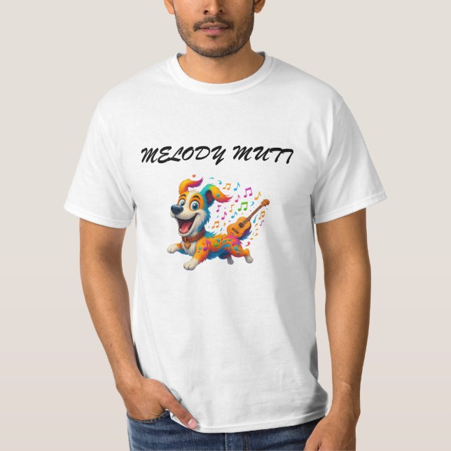 Melody Mutt" T-Shirt - Whimsical Musical Dog Desig (Devant)