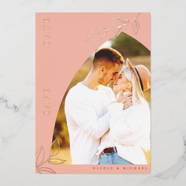 Melon Pink Arch Foil Feuille Enregistrer la carte  (Recto)