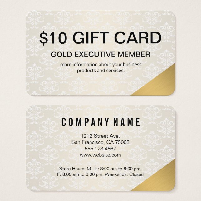 Membre Gold Executive / Carte cadeau (Devant & derrière)