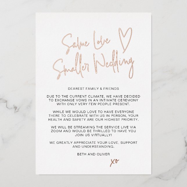 Même Amour Mariage plus petit Faire-part réel Foil (Recto)