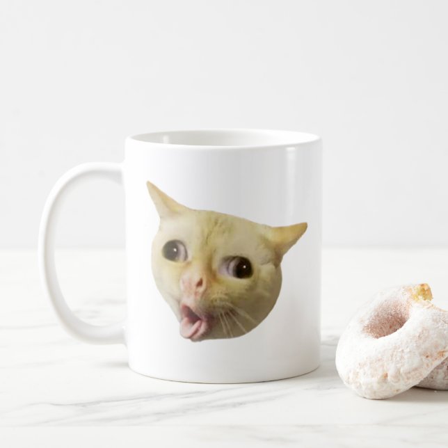 Mème de chat toussant Mug double face (Avec donut)
