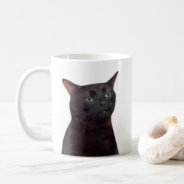 Mème de chat Zoned Out Mug double face (Avec donut)