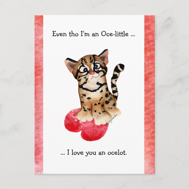 Même toi, Je T'Aime Une Carte Postale Pun Ocelot (Devant)