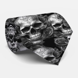Memento Mori Skuls Cravate d'argent
