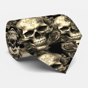 Memento Mori Skuls Cravate or