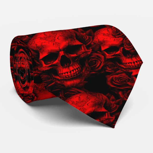 Memento Mori Skuls Cravate rouge (Roulé)